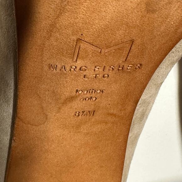 Marc Fisher Zala Block Heel Pointy Toe Pump Natural Suede Sz 8.5 - Picture 7 of 8